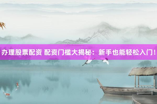 办理股票配资 配资门槛大揭秘：新手也能轻松入门！
