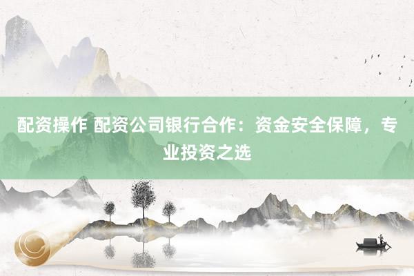 配资操作 配资公司银行合作：资金安全保障，专业投资之选