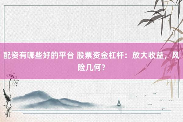 配资有哪些好的平台 股票资金杠杆：放大收益，风险几何？