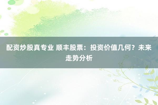 配资炒股真专业 顺丰股票:投资价值几何?未来走势分析