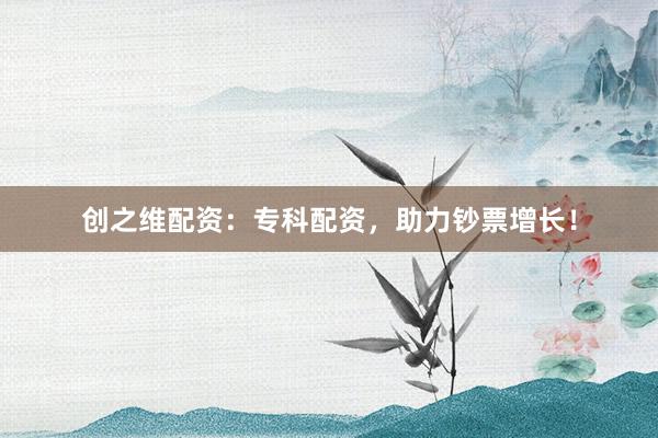 创之维配资：专科配资，助力钞票增长！