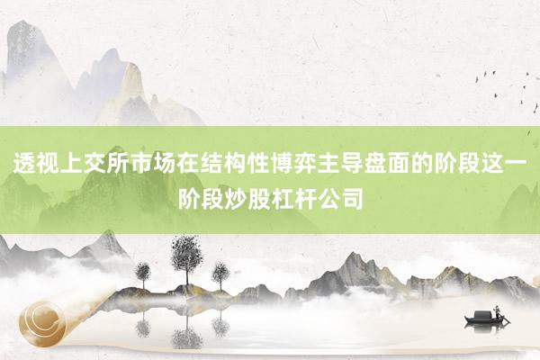 透视上交所市场在结构性博弈主导盘面的阶段这一阶段炒股杠杆公司