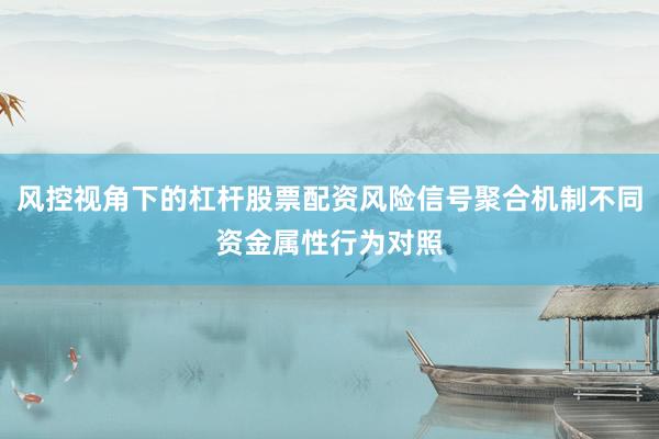 风控视角下的杠杆股票配资风险信号聚合机制不同资金属性行为对照