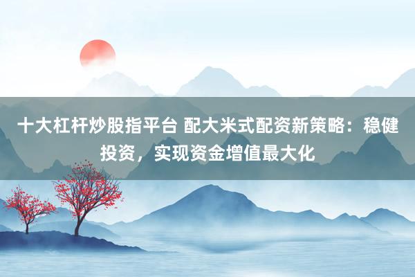 十大杠杆炒股指平台 配大米式配资新策略：稳健投资，实现资金增值最大化