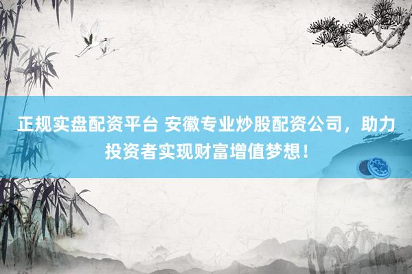 正规实盘配资平台 安徽专业炒股配资公司，助力投资者实现财富增值梦想！