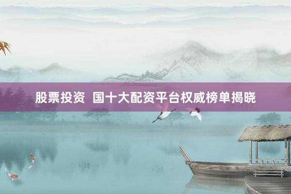 股票投资  国十大配资平台权威榜单揭晓